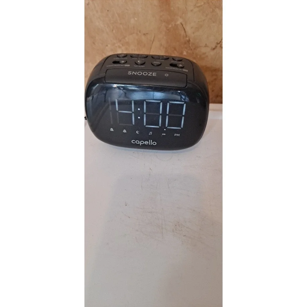 Capello Black Sleep and Charge Digital Alarm Clock 2 USB Charging Ports CR22‎